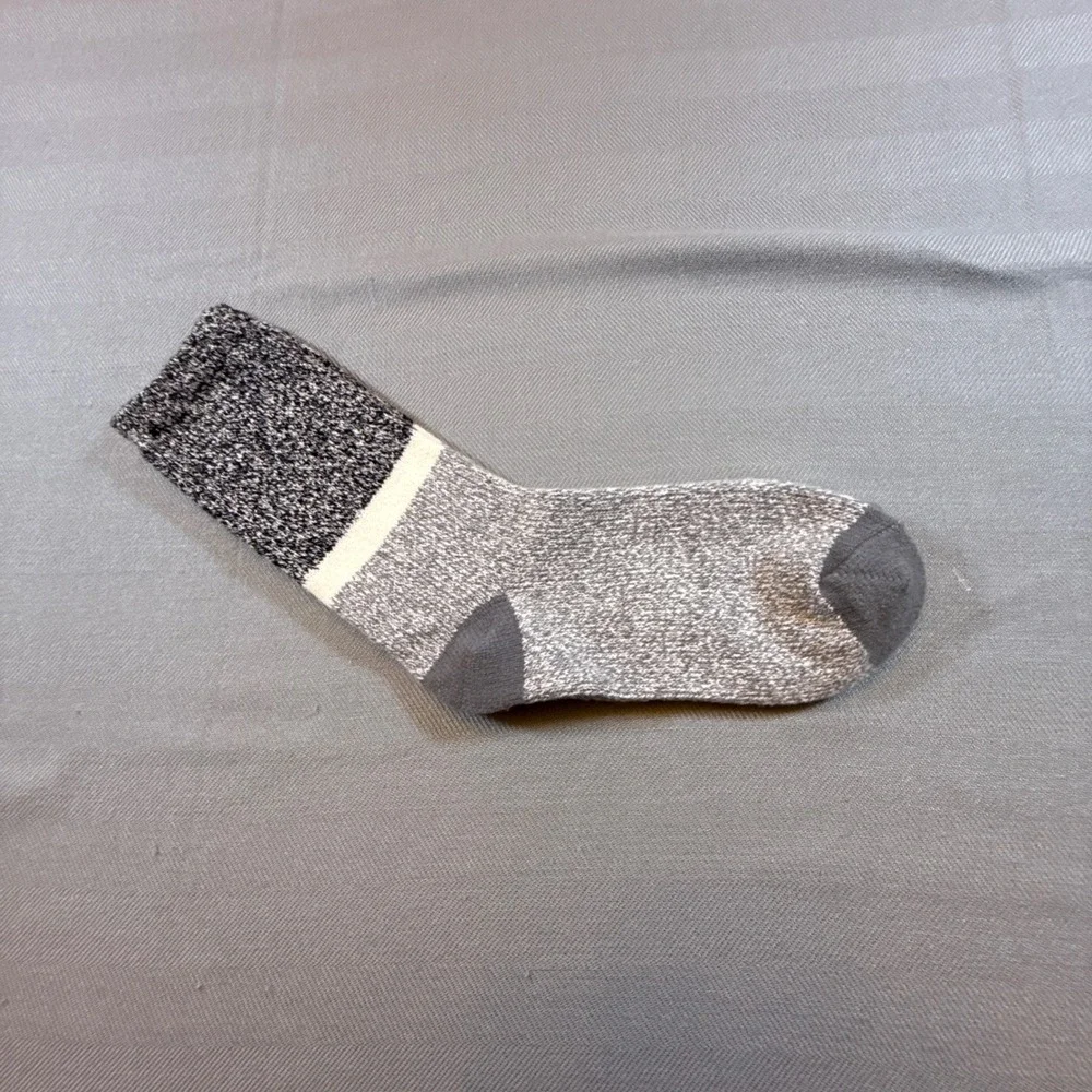 Unbranded Mens Grey Marled Knit Crew Socks Colorblock Stripe Hiking Casual